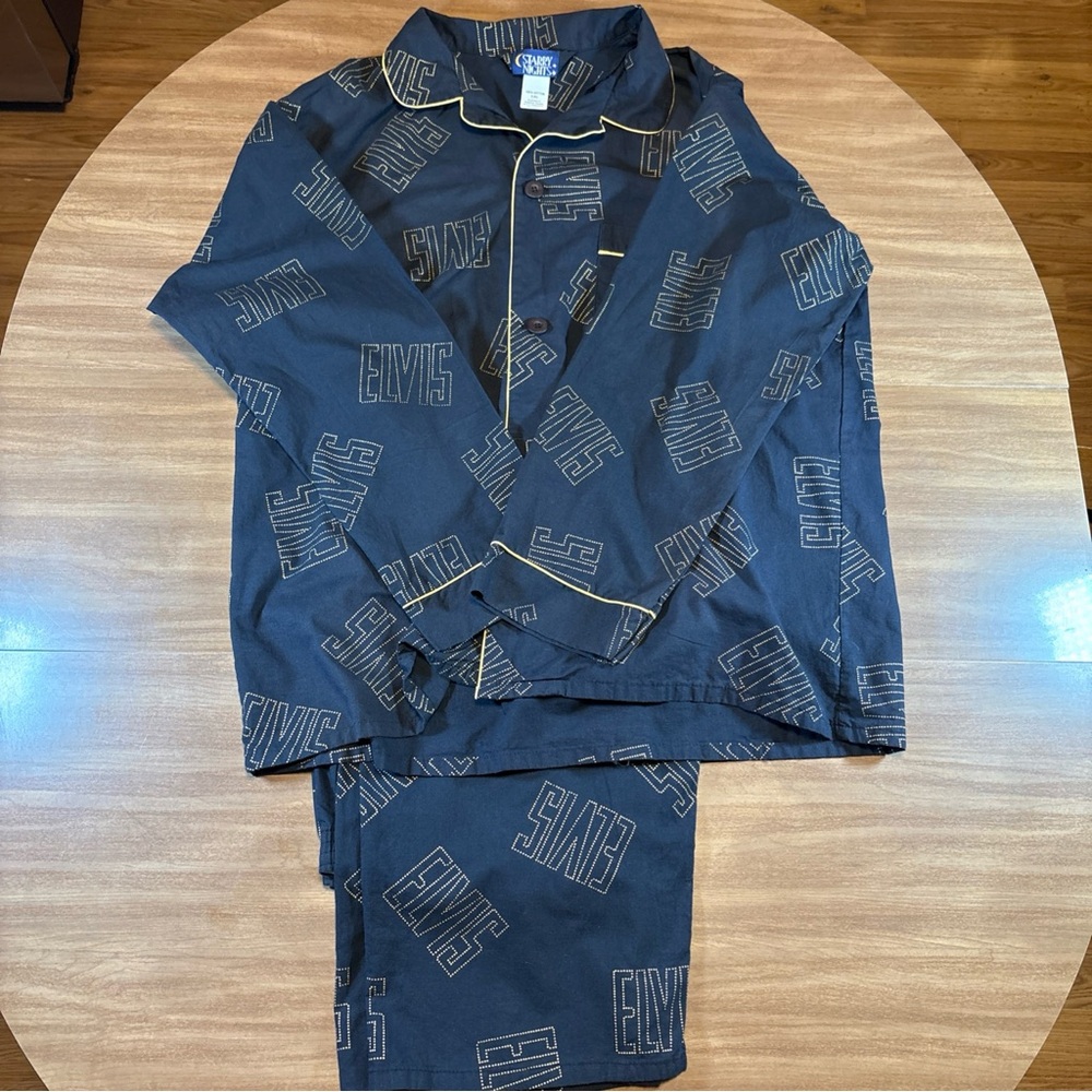 Vintage 90’s Starry Nights Pajamas ~ Elvis Presley ~ Size L/XL ~ Top & Bottom